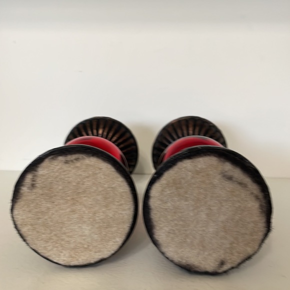 Candle Sticks Rustic with Red Reflective Ball Globe Felt Bottoms - Picture 5 of 6